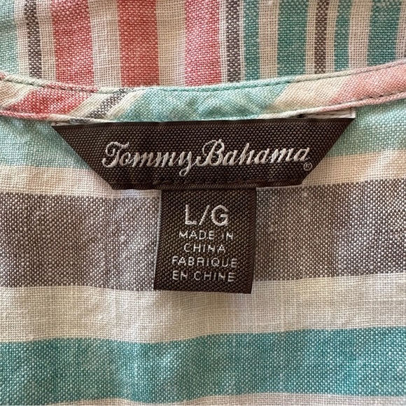 Tommy Bahama Linen Multicolor Striped 1/4 Zip Up Tank Top Size L - Picture 8 of 10